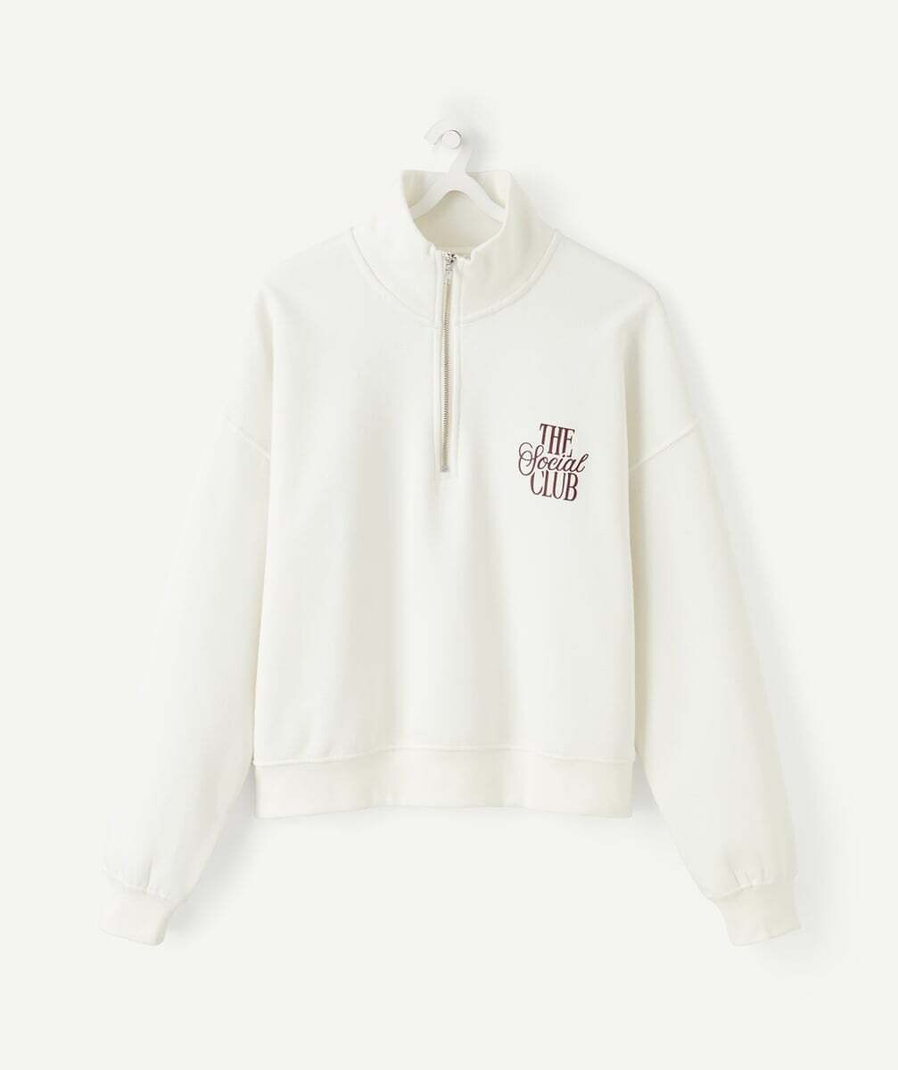 Sweat avec col montant zippé, en molleton, TAPE A L'OEIL