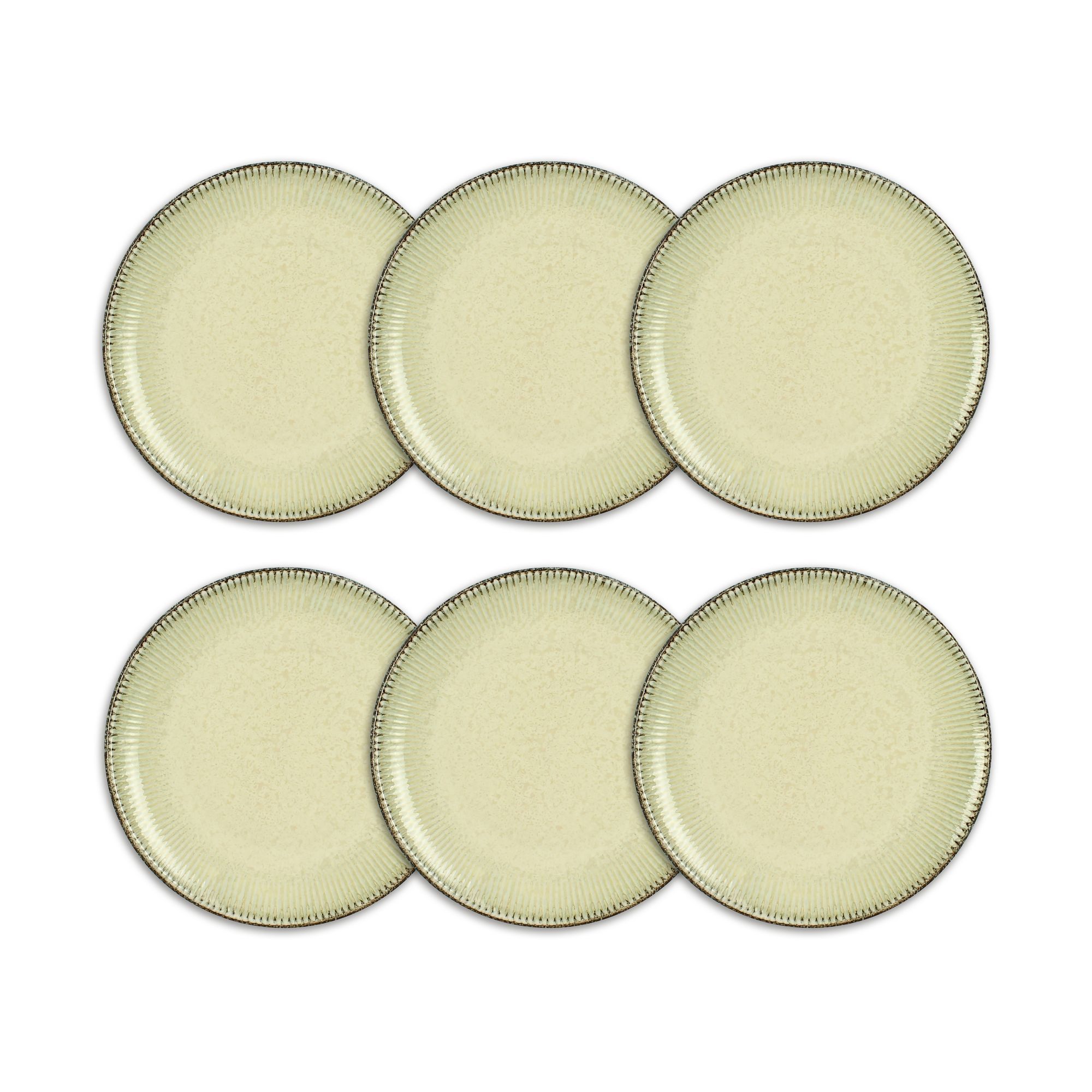 Lot de 6 assiettes plates 27cm en porcelaine, LUNEA, OGO LIVING