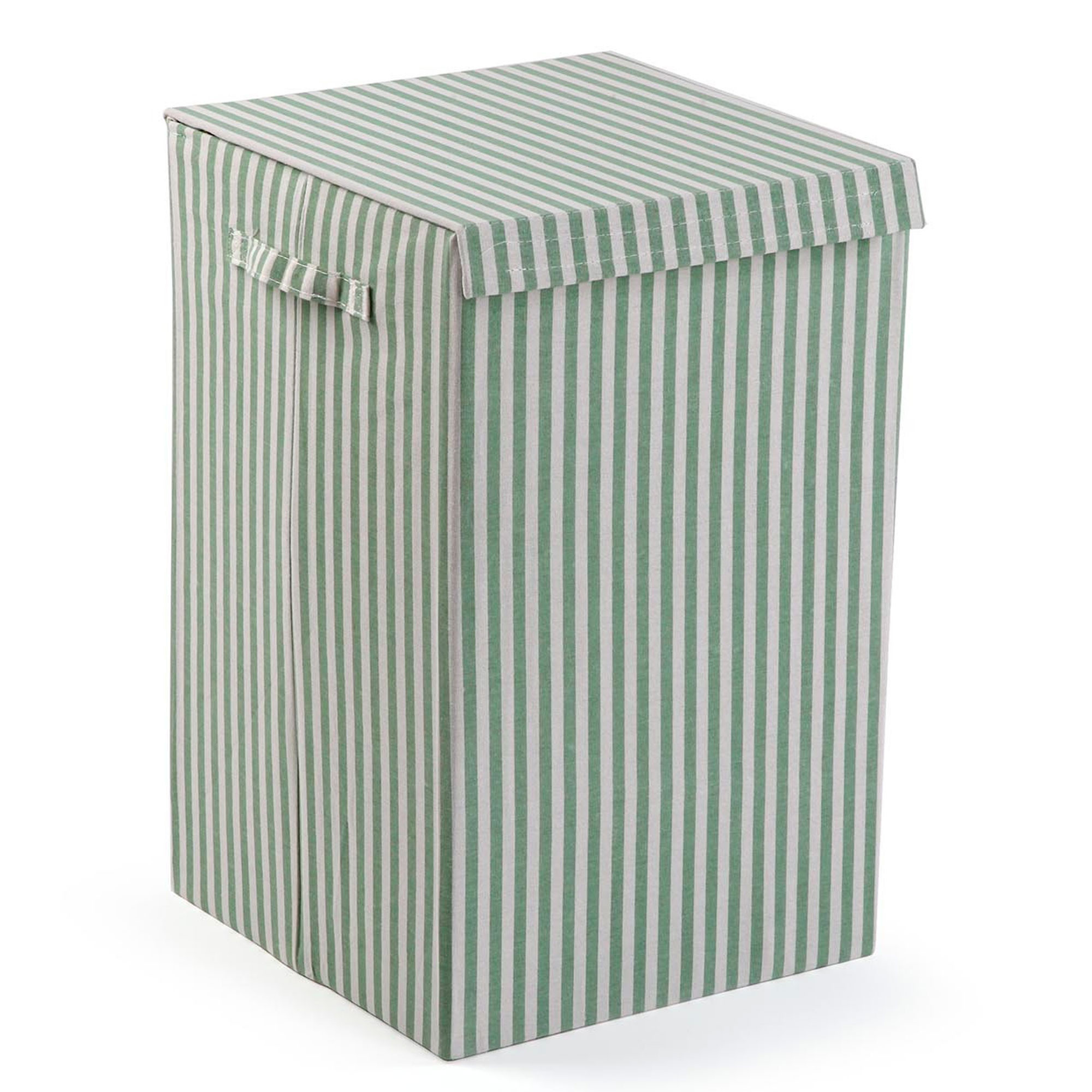 Panier à linge rayé vert 35x35x55cm, VERSA