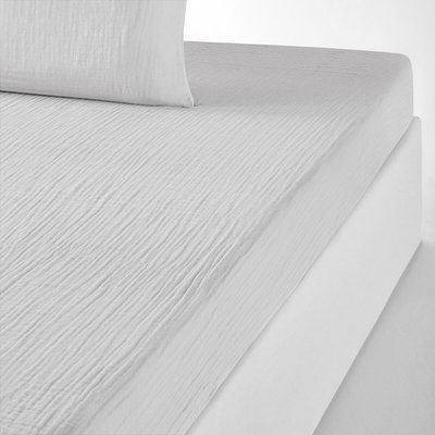 Kumla Plain 100% Cotton Muslin Fitted Sheet LA REDOUTE INTERIEURS