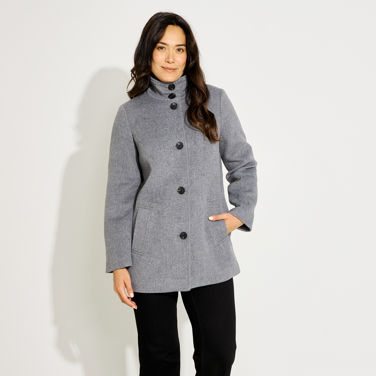 Manteau mi-long col montant, GRAIN DE MALICE
