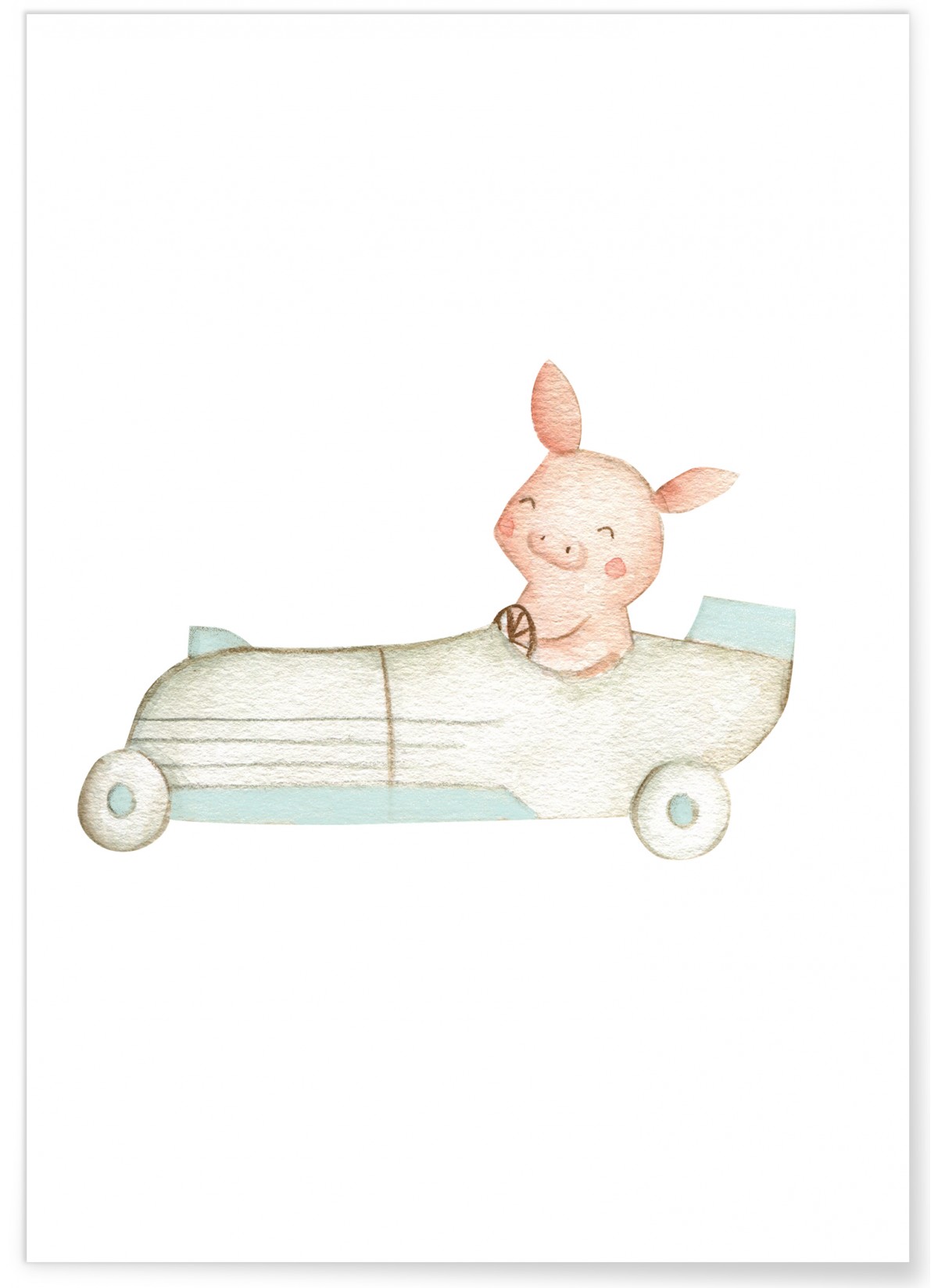 Affiche Enfant Cochon Voiture, L'AFFICHERIE