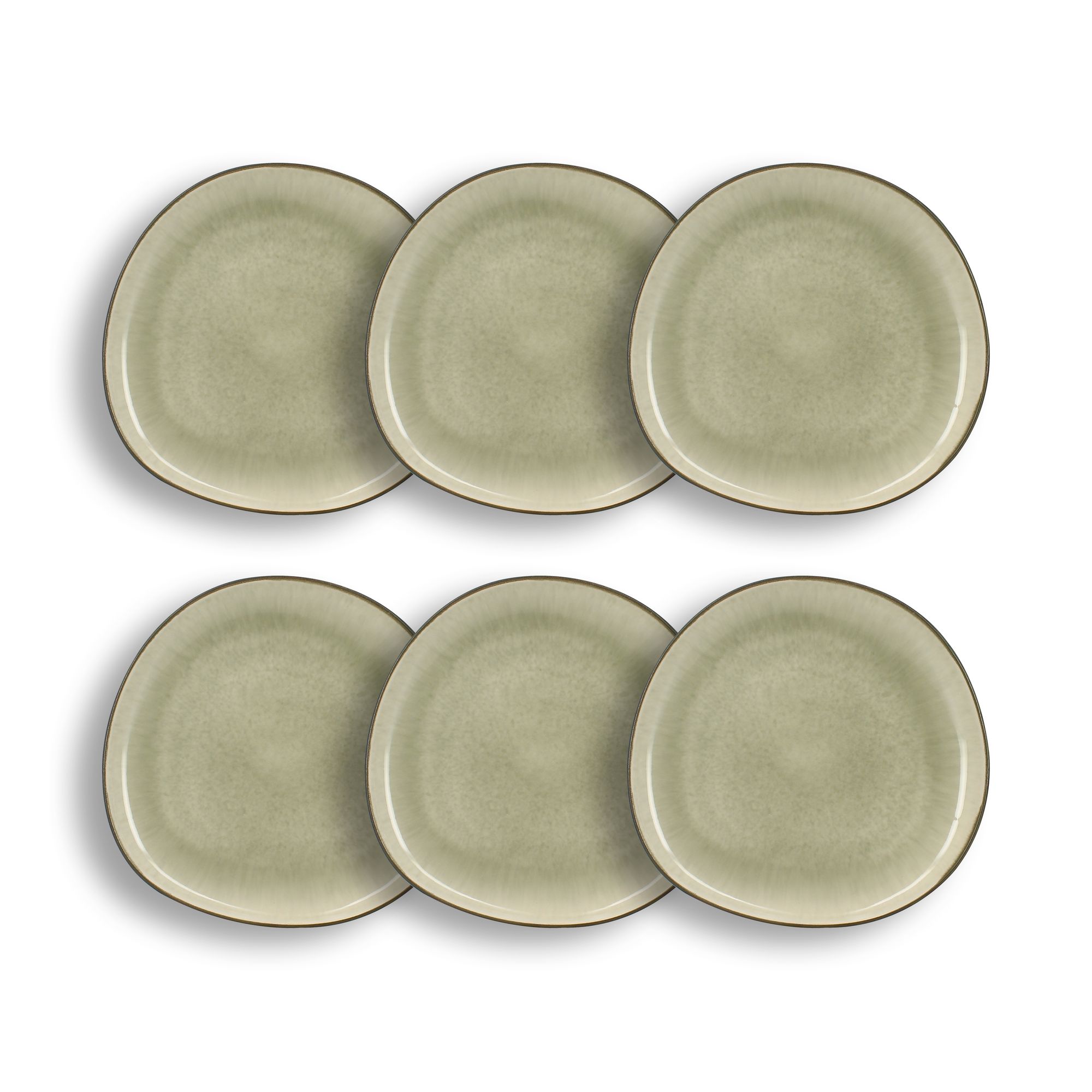 Lot de 6 assiettes à desserts 22cm en grès, OLI, OGO LIVING