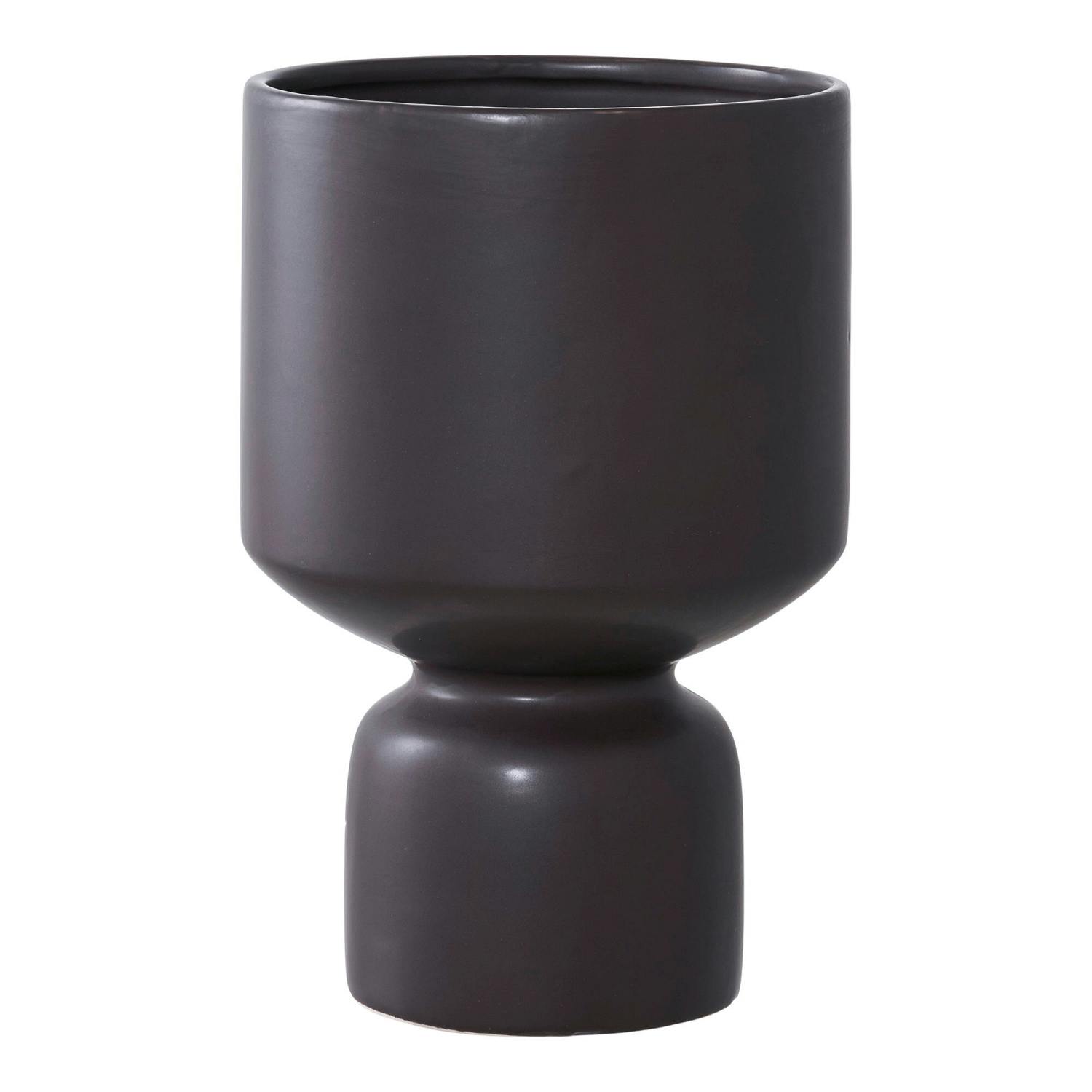 Cache-pot intérieur noir design sablier H 23,5 cm, PIER IMPORT