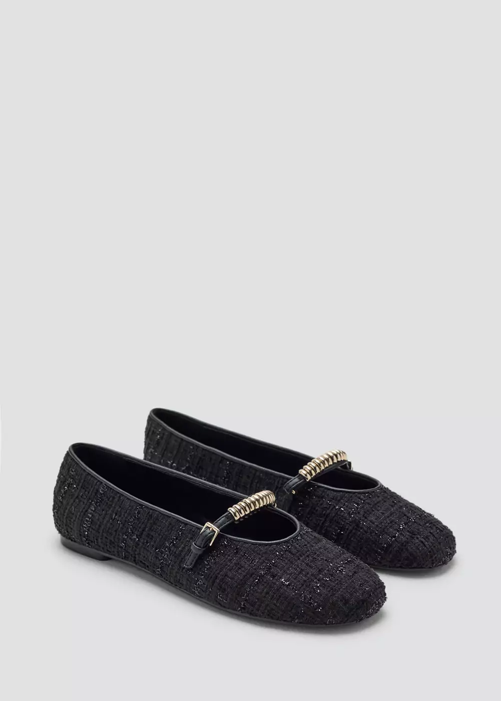 Ballerines en tweed avec détail métallique, MANGO