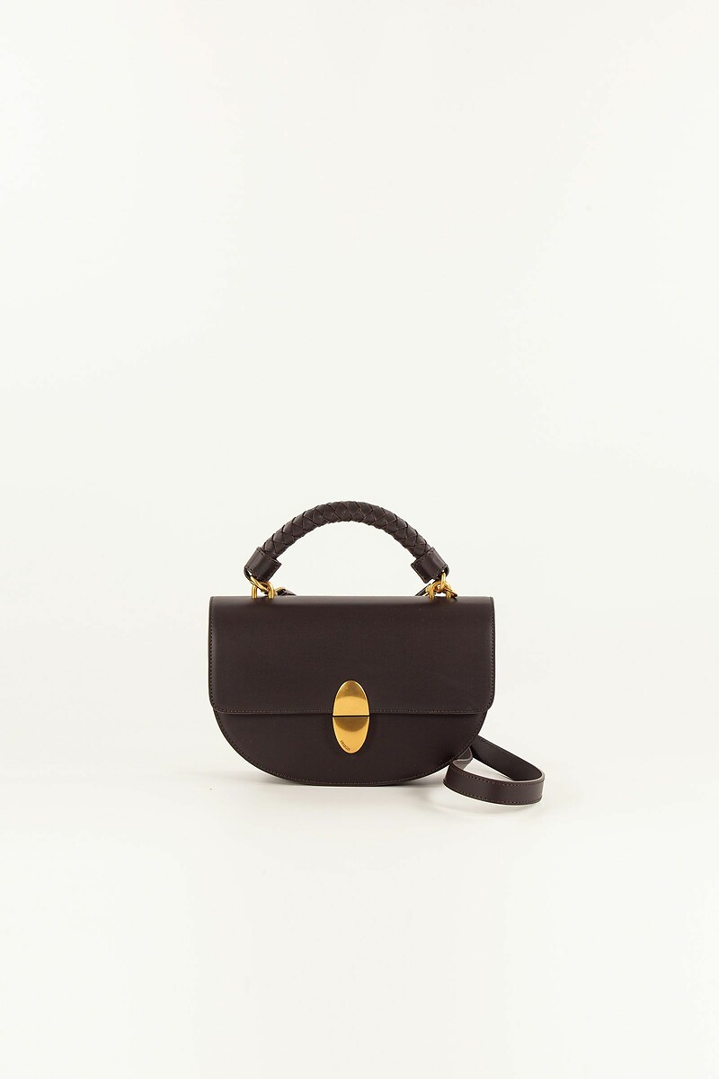 Borsa a mezzaluna in pelle con dettagli intrecciati ROUND TESORO, SESSUN