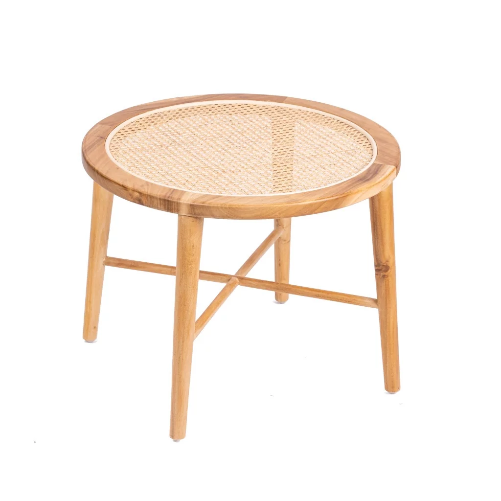 Table ronde en bois de manguier et cannage VENTOX, HYDILE