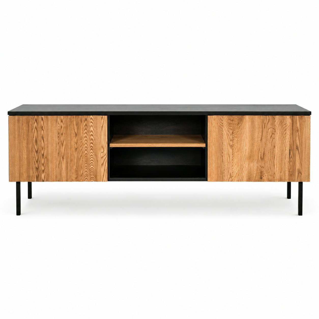 Meuble TV en bois bicolore avec façade ondulée TARAN, PIER IMPORT