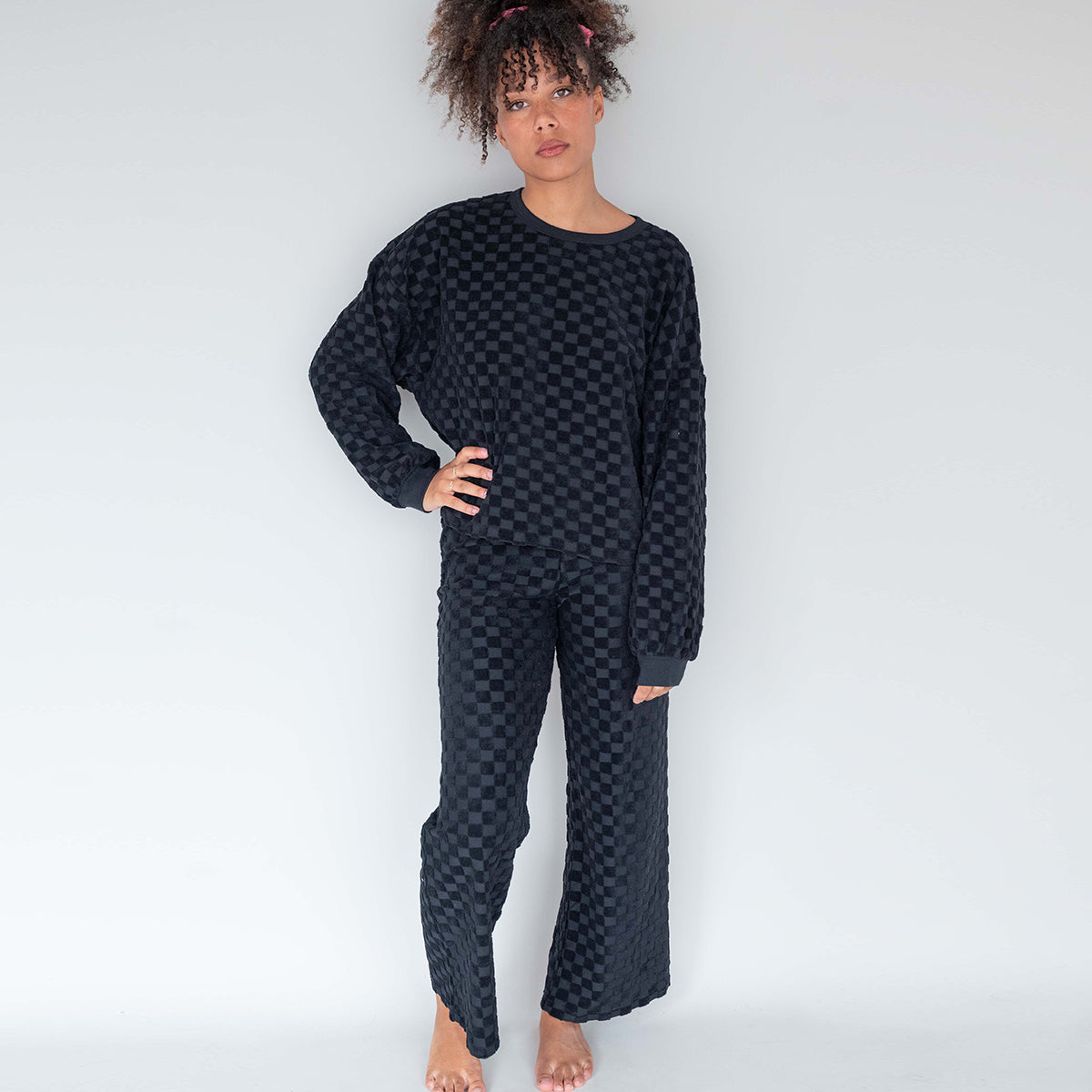 Pantalon coton éponge DAMIER, WE ARE JOLIES