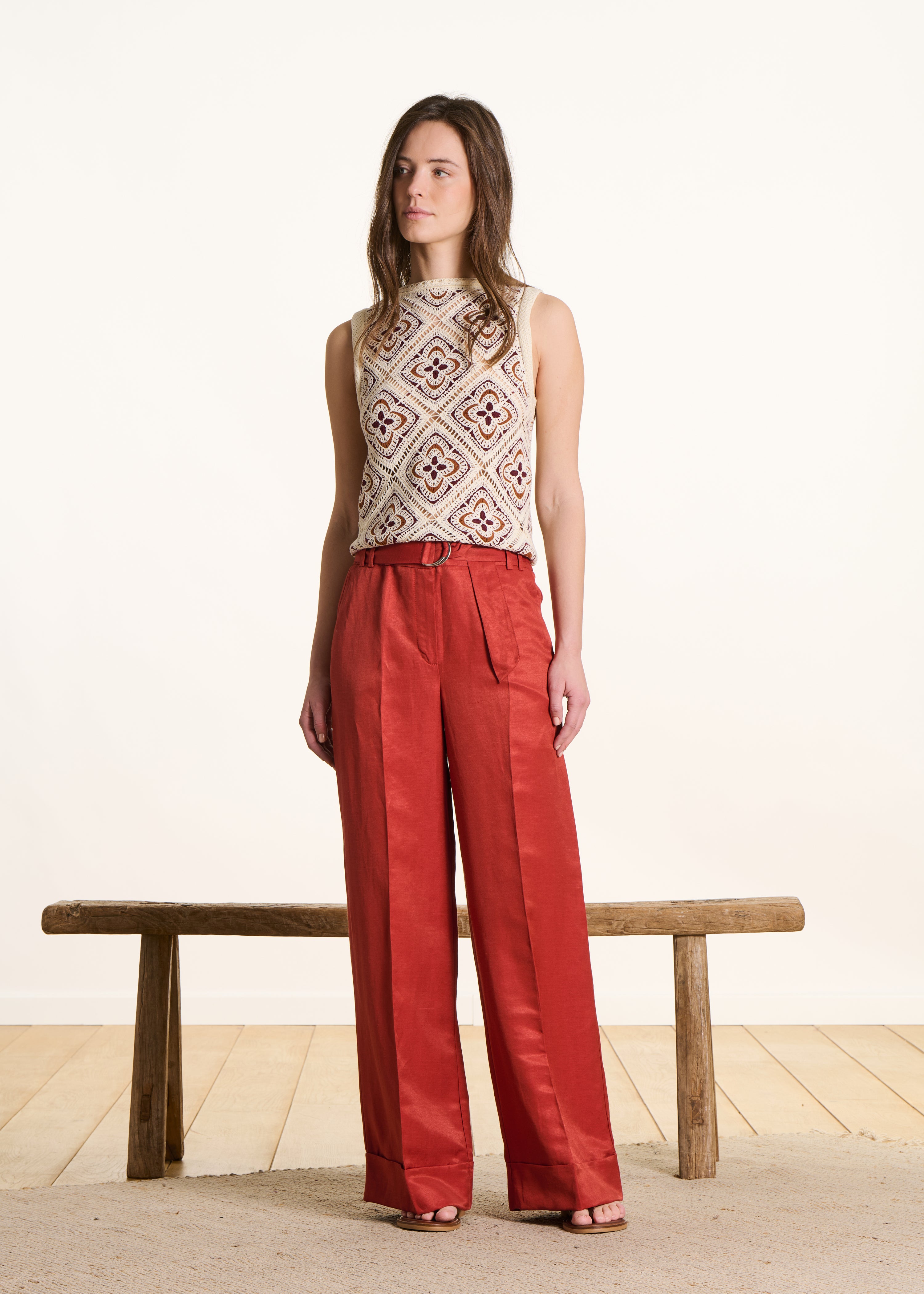 Pantalon large avec ceinture, LA FEE MARABOUTEE