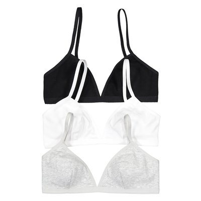 Pack of 3 Triangle Bras in Cotton LA REDOUTE COLLECTIONS