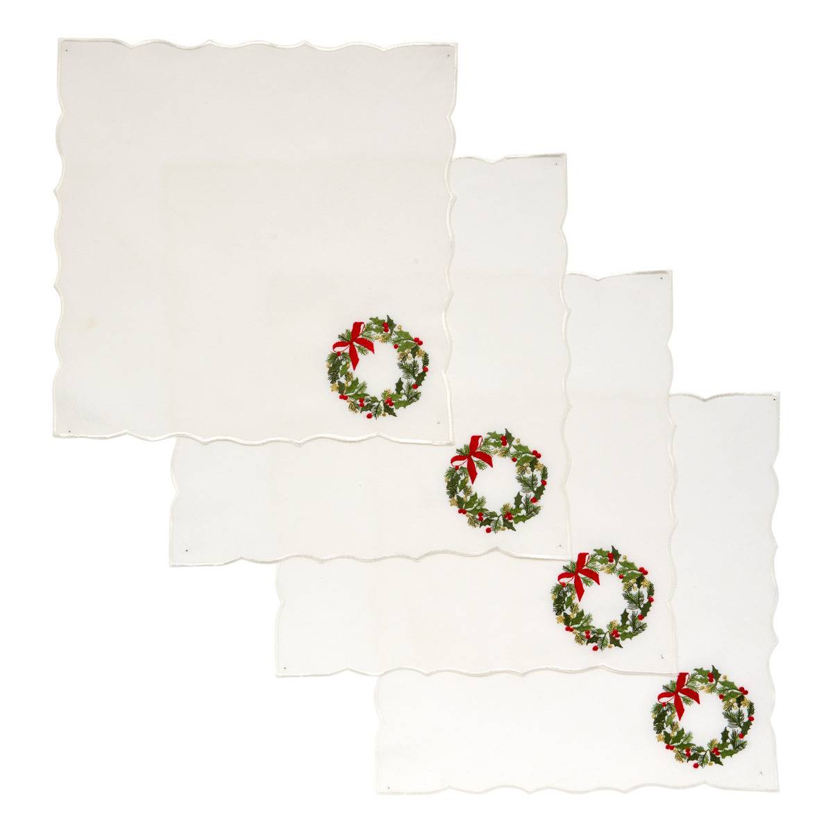 Lot de 4 serviettes de table Elma blanches, FEERIC LIGHTS & CHRISTMAS