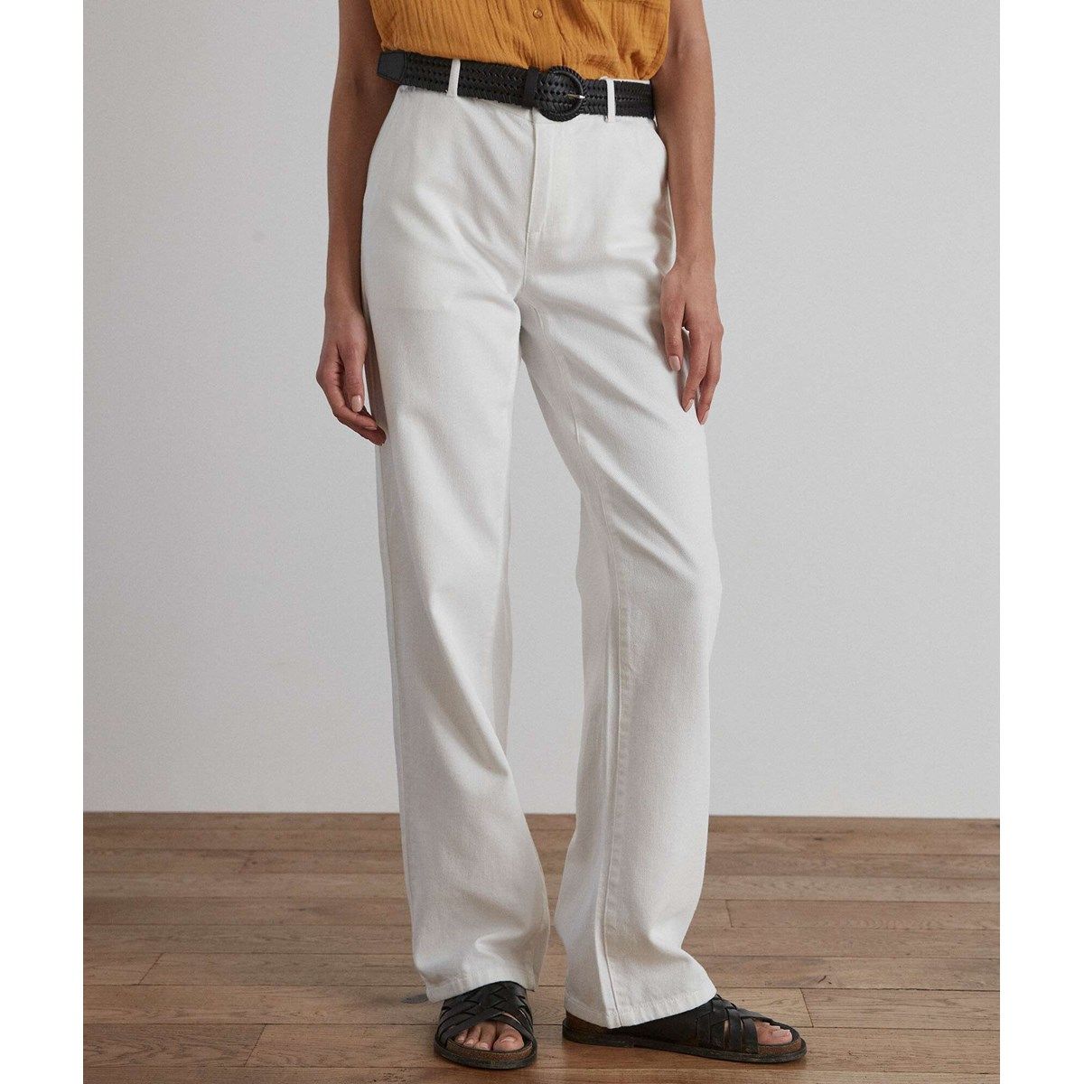 Pantalon large coton lin taille haute AMELIA | La Fiancée