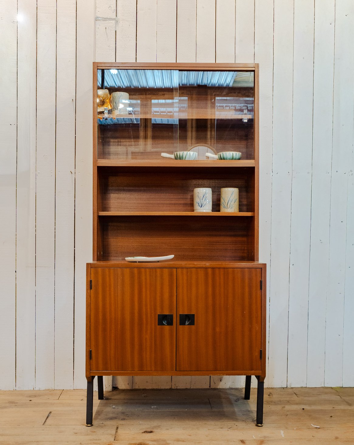 Bibliothèque en bois et métal noir Madeleine N°761 - Bon état, DEBONGOUT