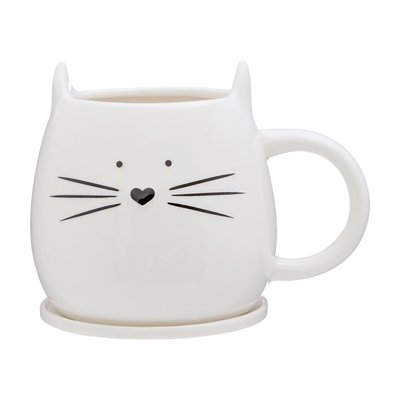 Ivory Cat Mug & Coaster 380ml SO'HOME