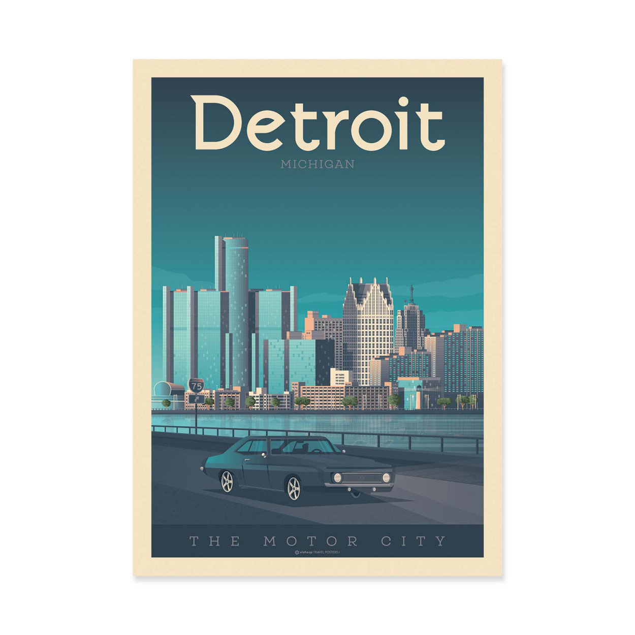 Affiche d'art - Detroit - Olahoop Travel Posters, WALL EDITIONS