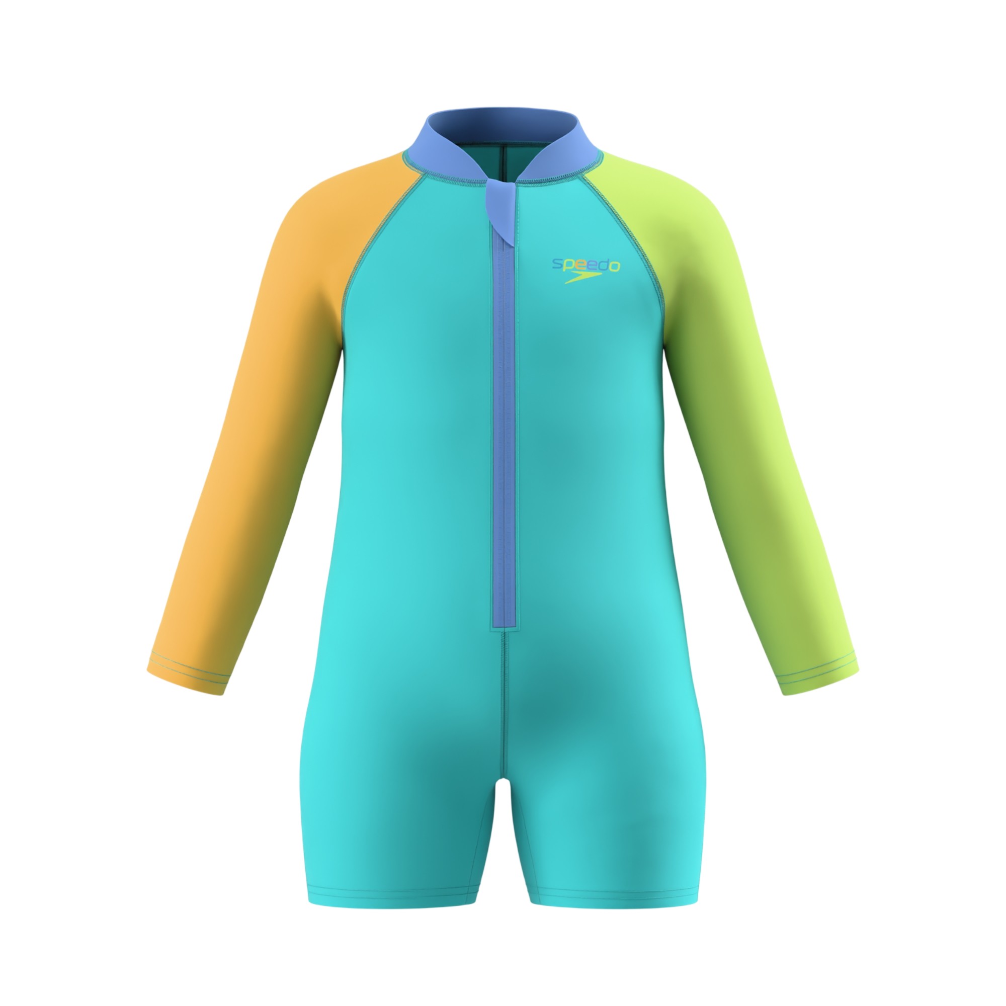 Maillot de bain 1 pièce manches longues col montant motif/style blocs de couleurs, SPEEDO