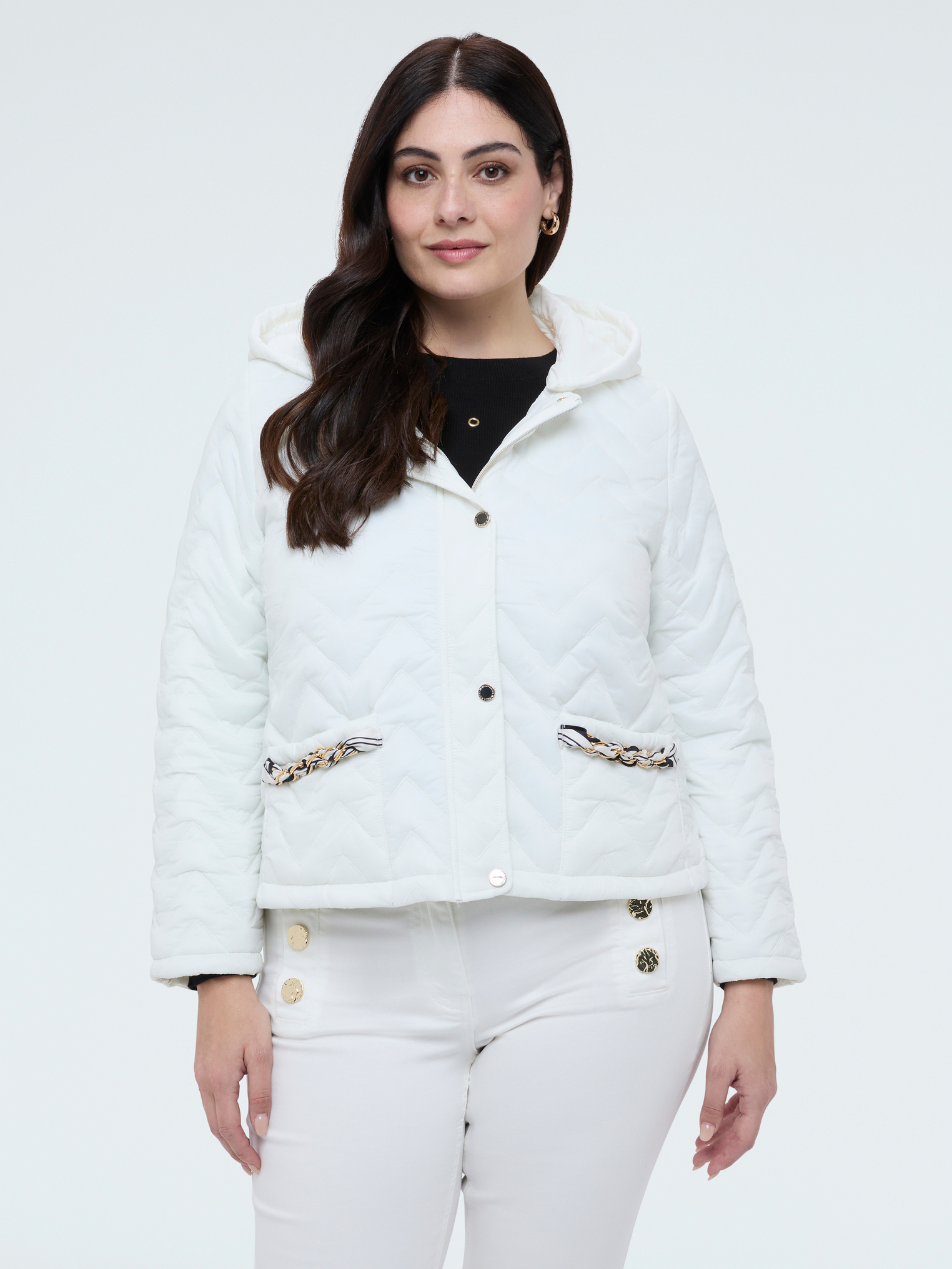 Veste matelassée piquée à motif chevron, FIORELLA RUBINO