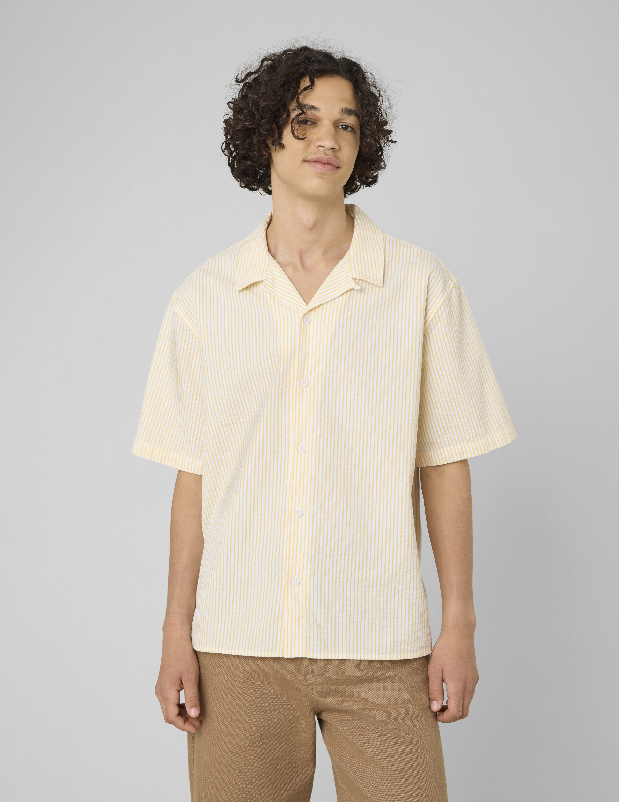 Chemise manches courtes rayée seersucker, BZB