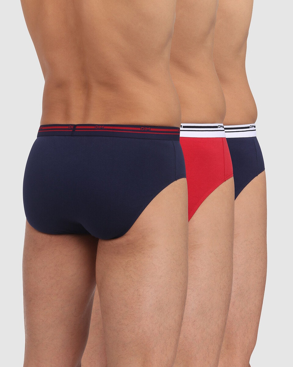 Lot de 3 slips classic color bleu marine rouge bleu Dim La Redoute