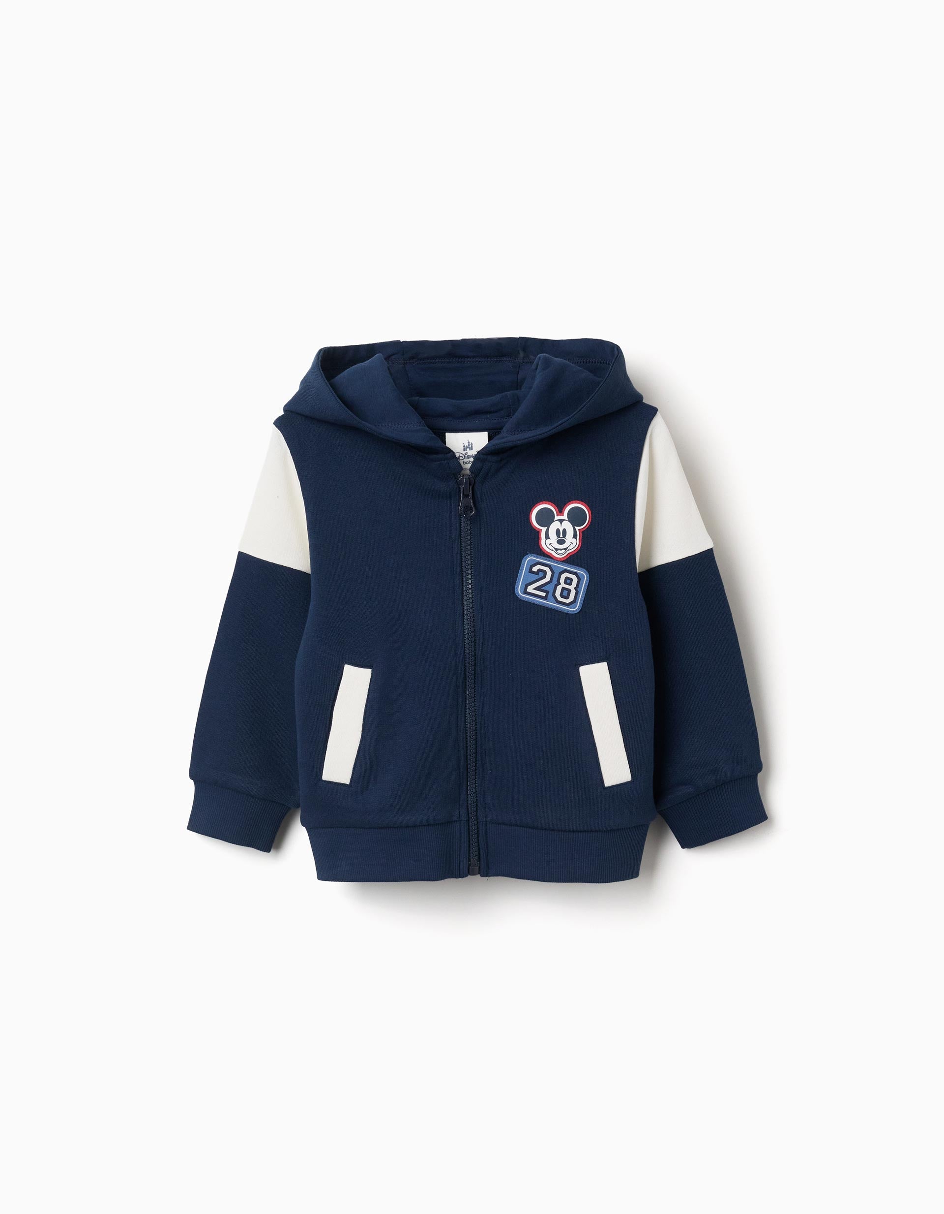 Sweat zippé en coton peigné à capuche et imprimés Mickey, ZIPPY