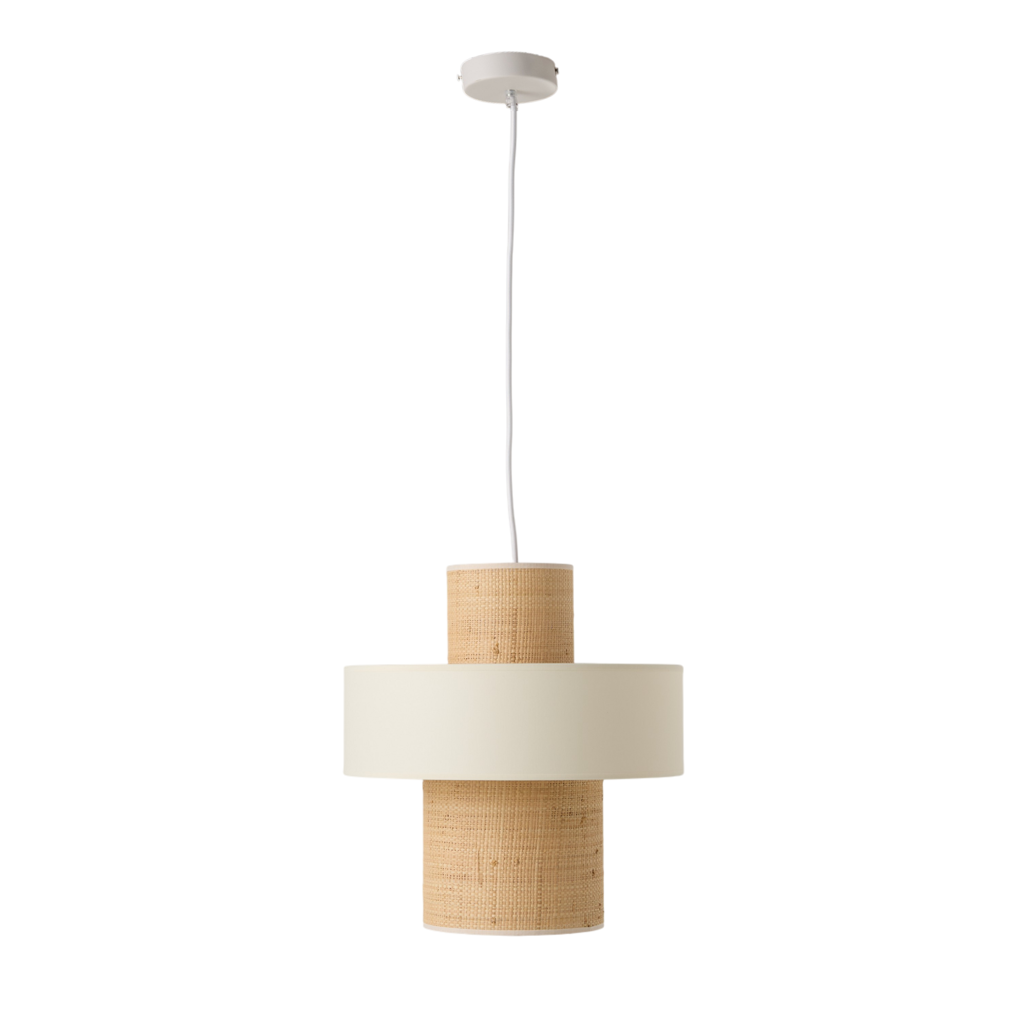 Suspension tube jute naturelle et blanc - SOLANGE, CAMIF