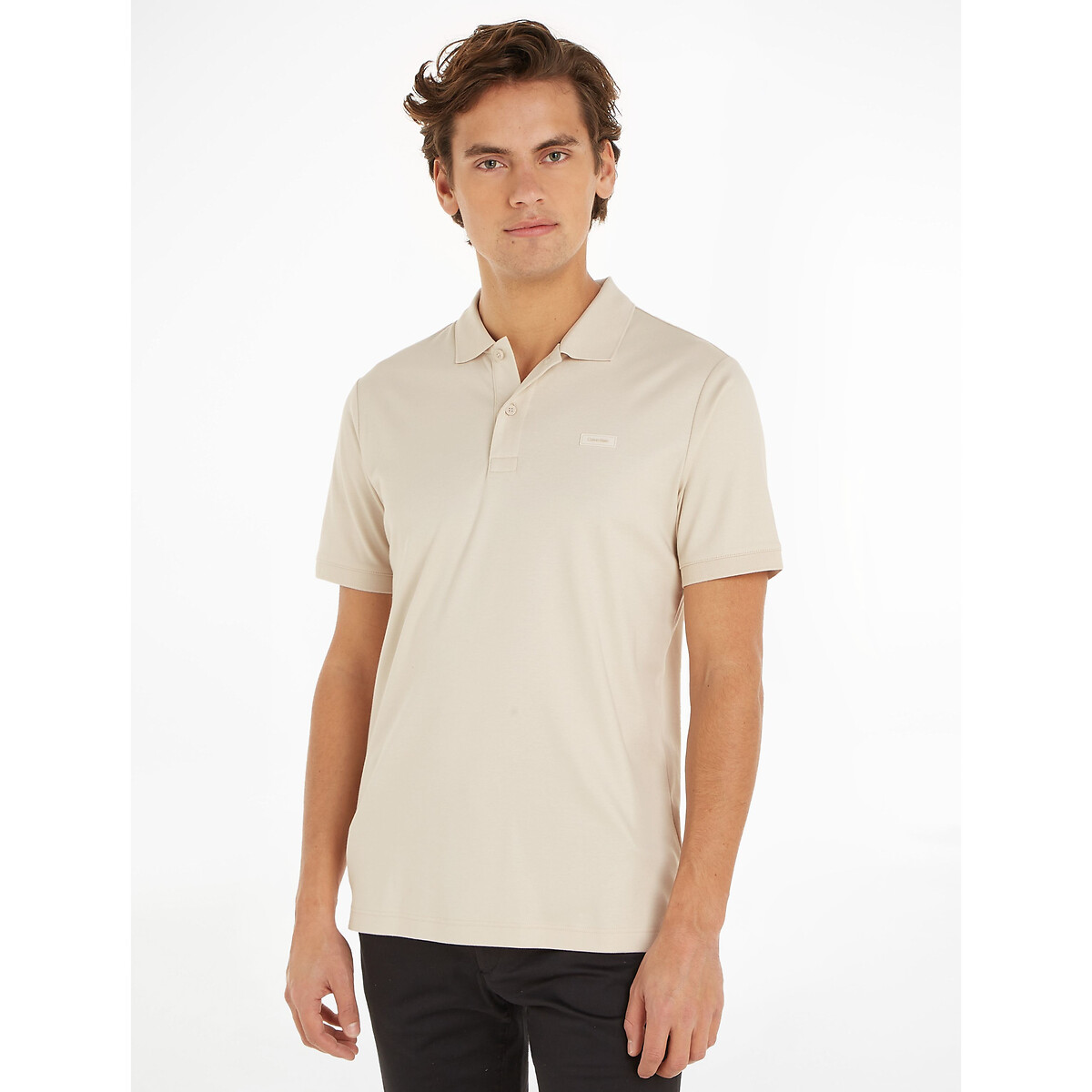 Image of Cotton Polo Shirt in Slim Fit?with Short Sleeves