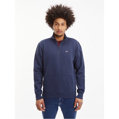 Tommy Badge Sweatshirt with Embroidered Logo and Half Zip in Cotton Mix TOMMY JEANS