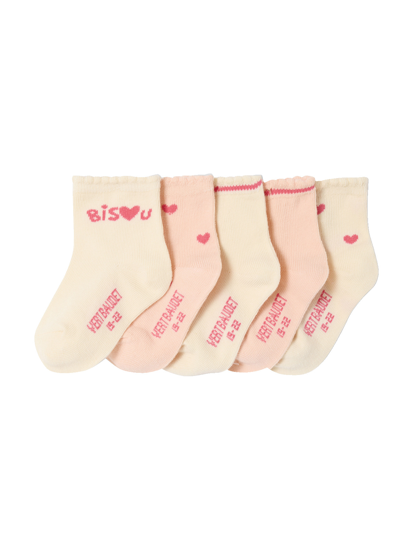 Lot de 5 paires de chaussettes coeurs bébé, VERTBAUDET