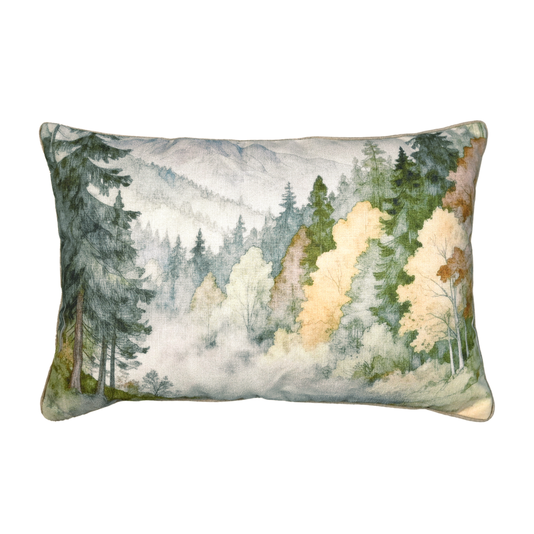 Coussin déhoussable motif aquarelle forêt - QABANE, HOME MAISON