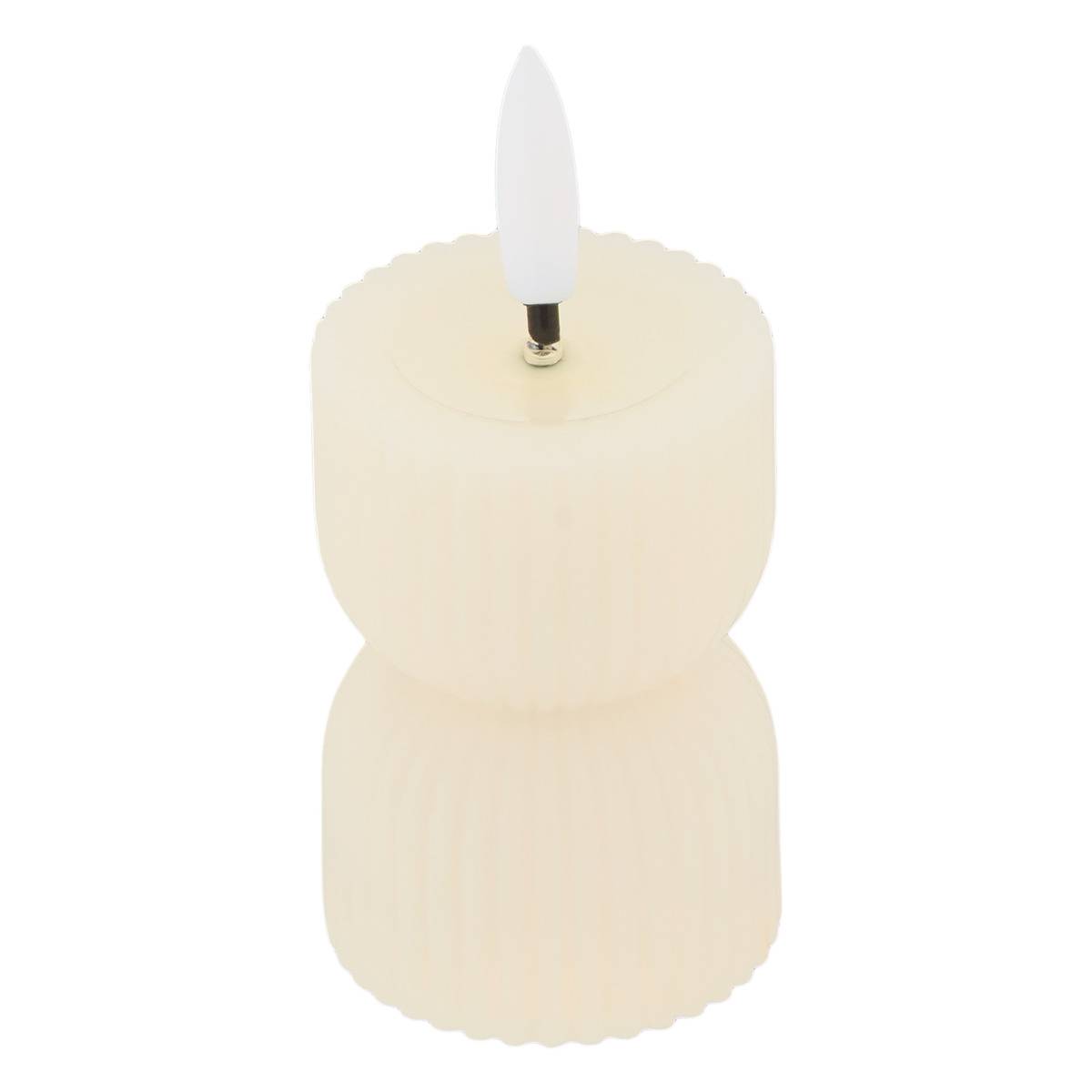 Bougie LED Fancy ronde H.9cm beige, ATMOSPHERA