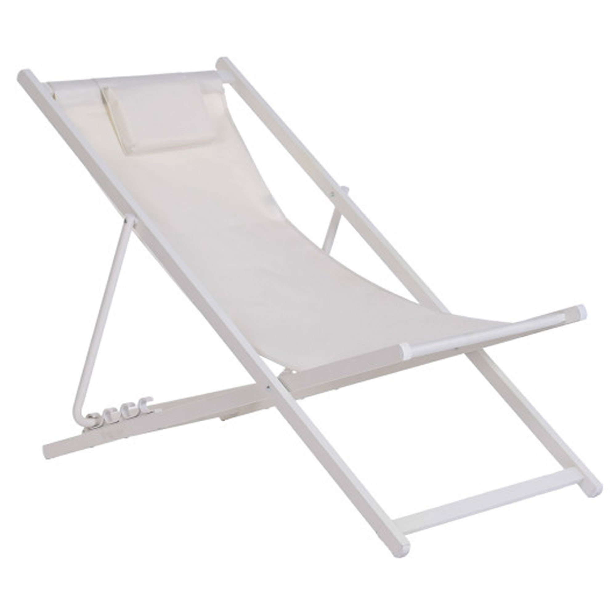 Chaise longue pliante chilienne métal et tissu blanc 61x103x96cm, WADIGA