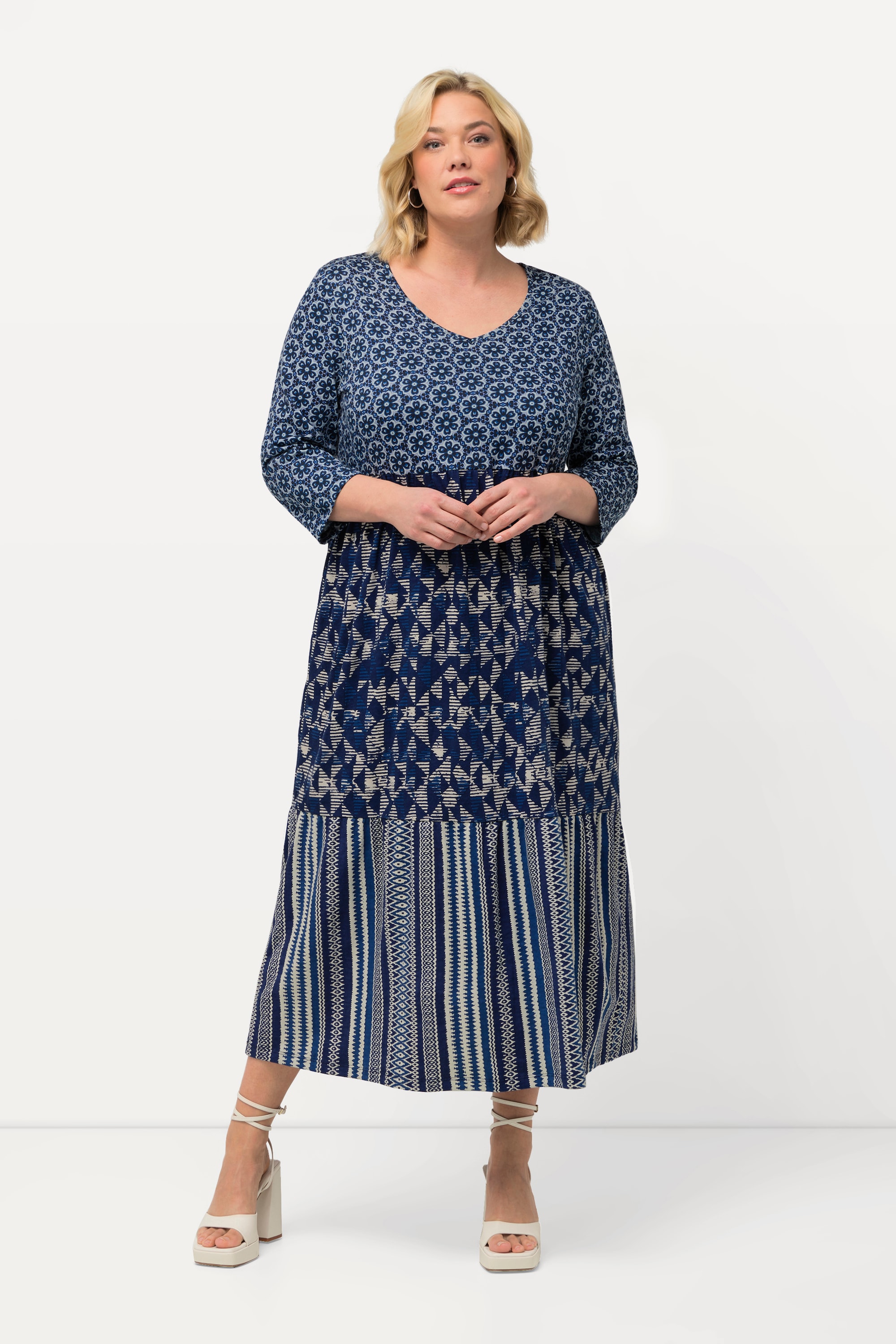 Robe en jersey coupe trapèze à mélange de, ULLA POPKEN