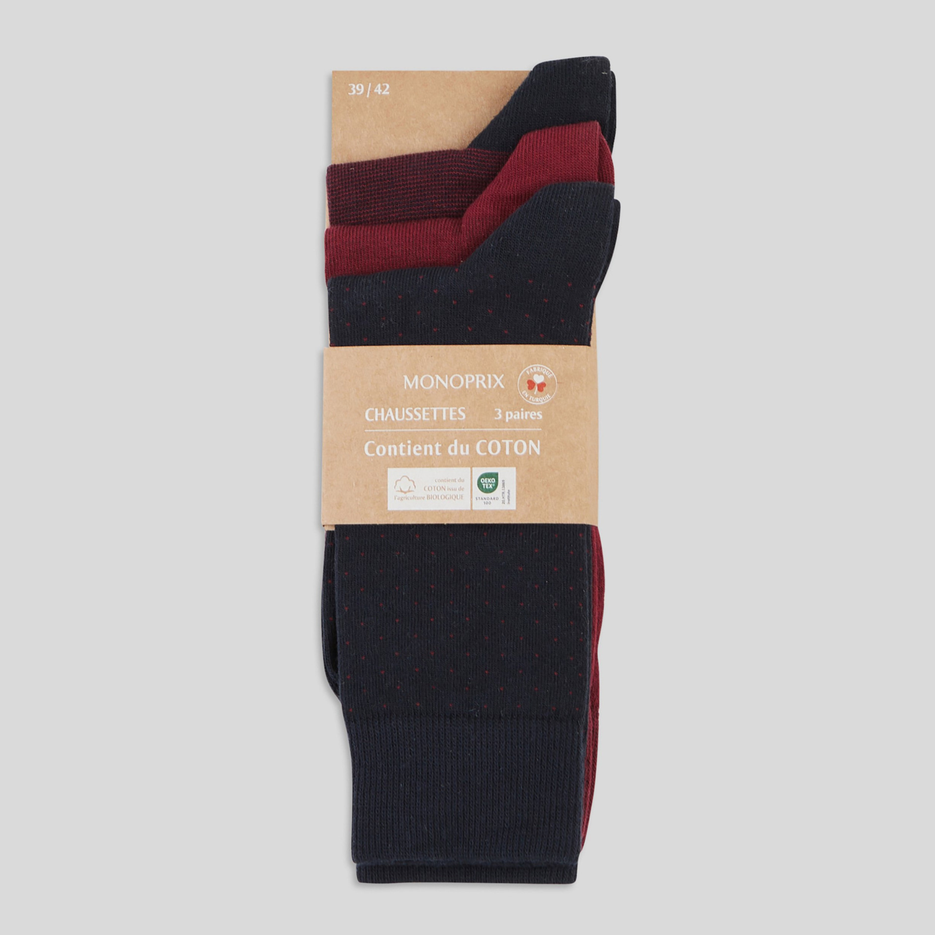 Lot de 3 paires de chaussettes fantaisie en coton, MONOPRIX