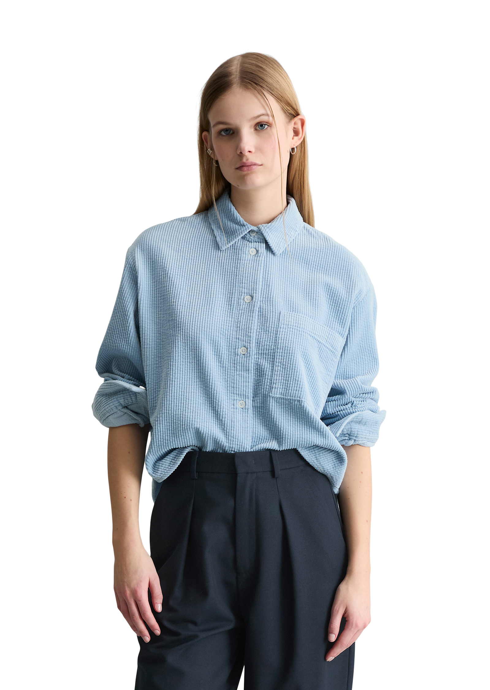 Blouse en velours côtelé loose avec une structure en bulle décontractée, MARC O’POLO DENIM