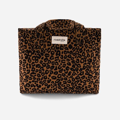 Celestin Zip-Up Bag in Leopard Print Cotton RIVE DROITE PARIS