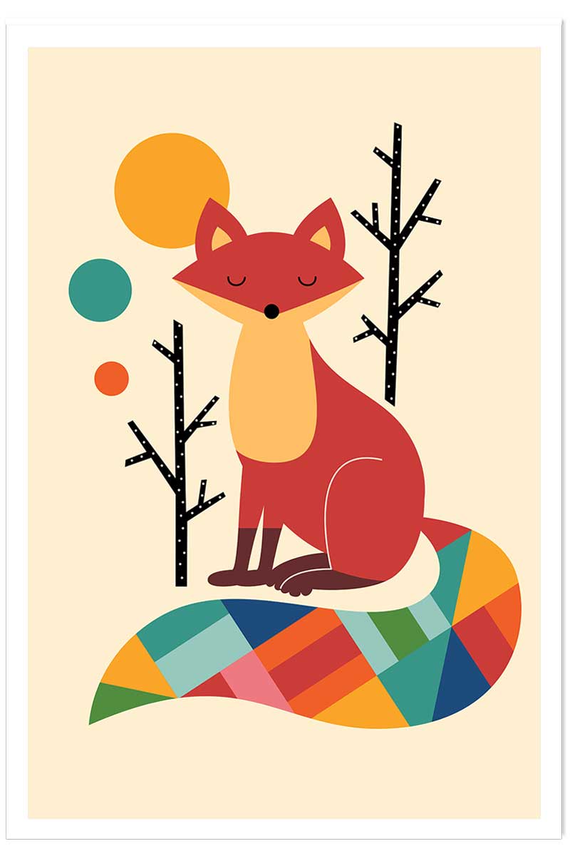 Affiche enfant rainbow fox, HEXOA
