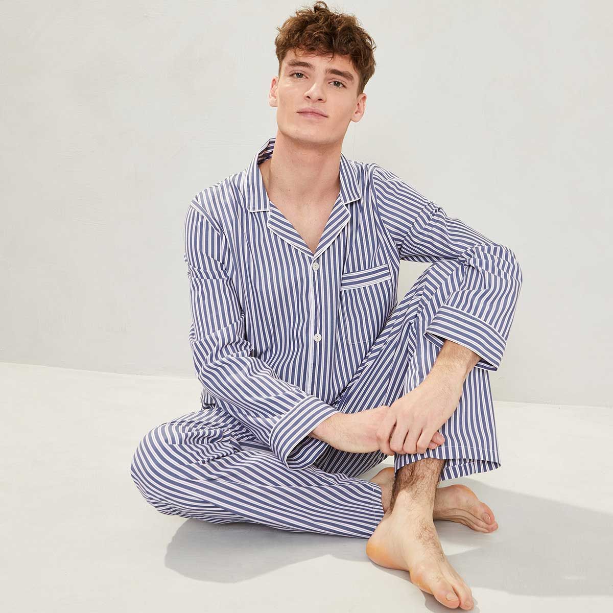 La Redoute Homme Vêtements Sous-vêtements vêtements de nuit Pyjamas Pyjaveste en popeline manches longues 