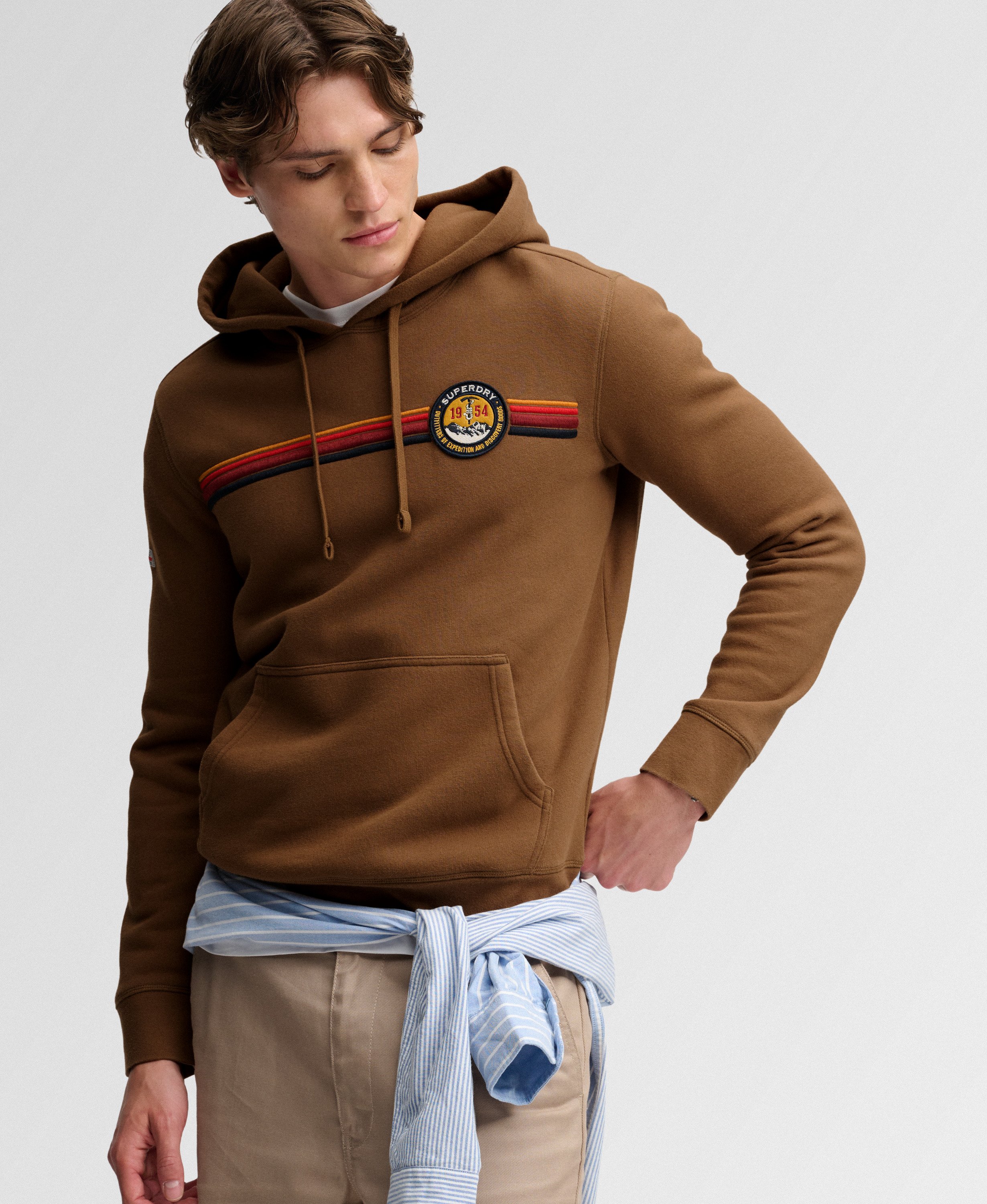 Sweat à capuche Outdoors Stripe Logo coupe décontractée, SUPERDRY