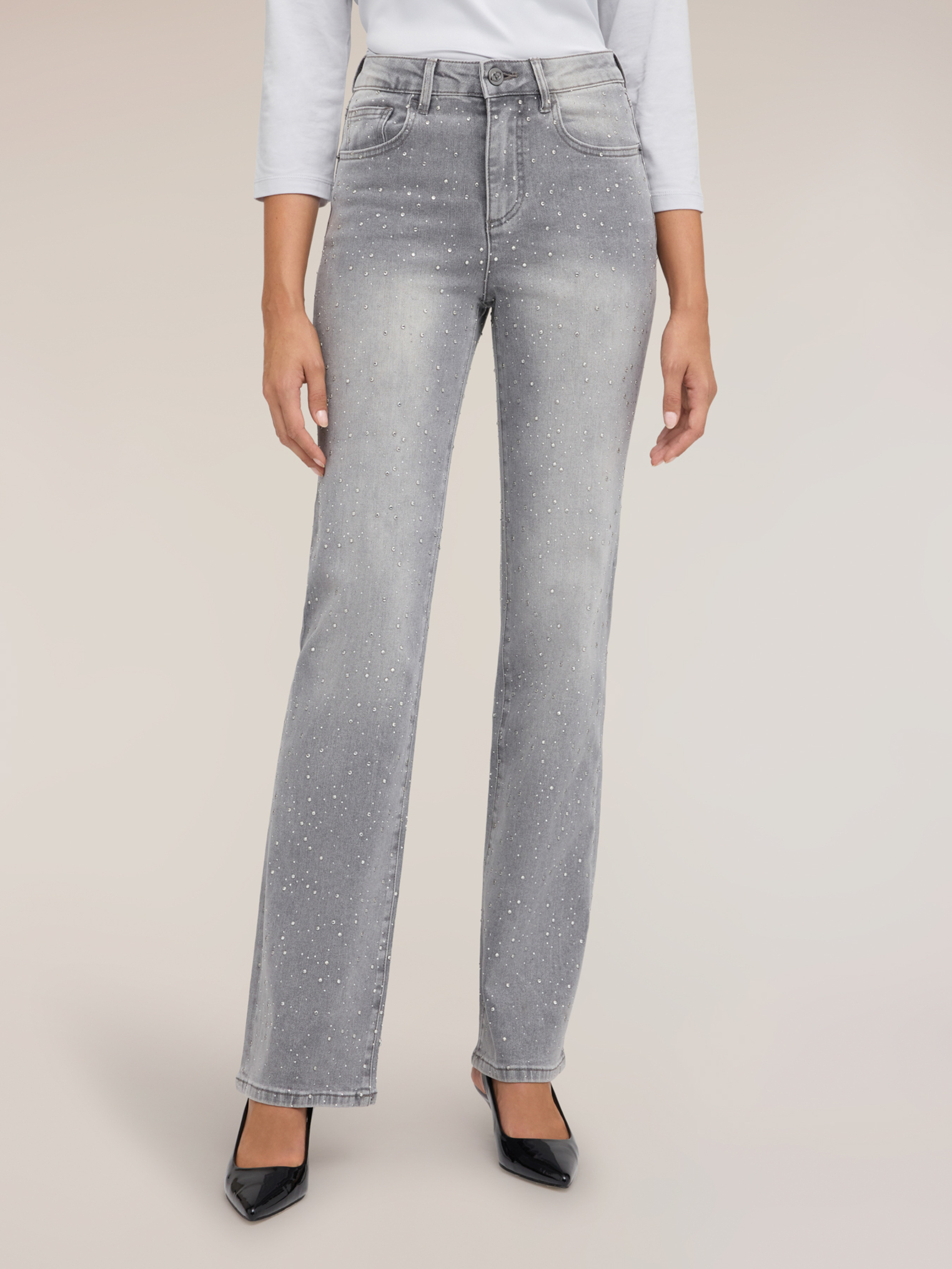 Jean large avec strass appliqués, MOTIVI