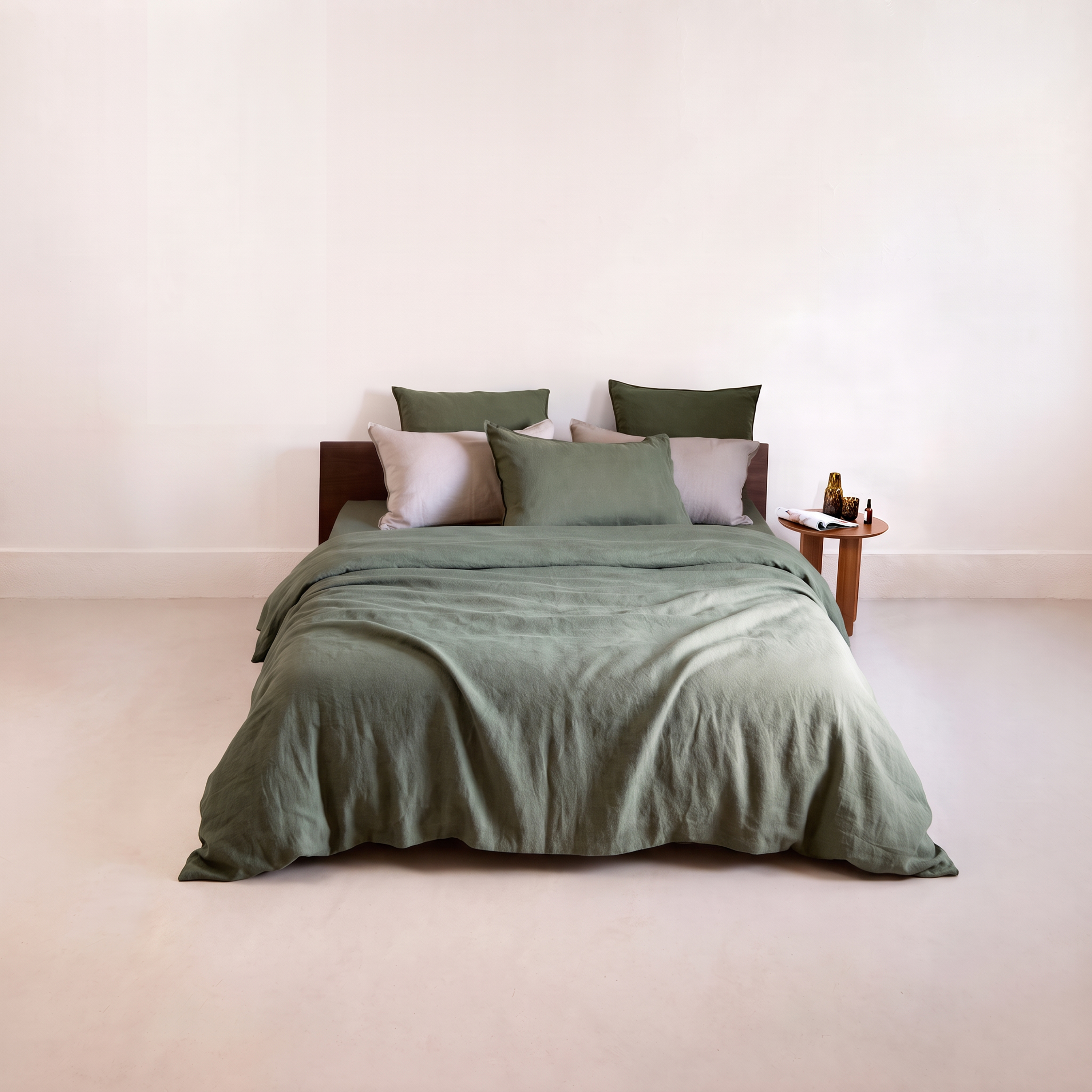Housse de couette lin et coton lavé SONGE, CARRE BLANC