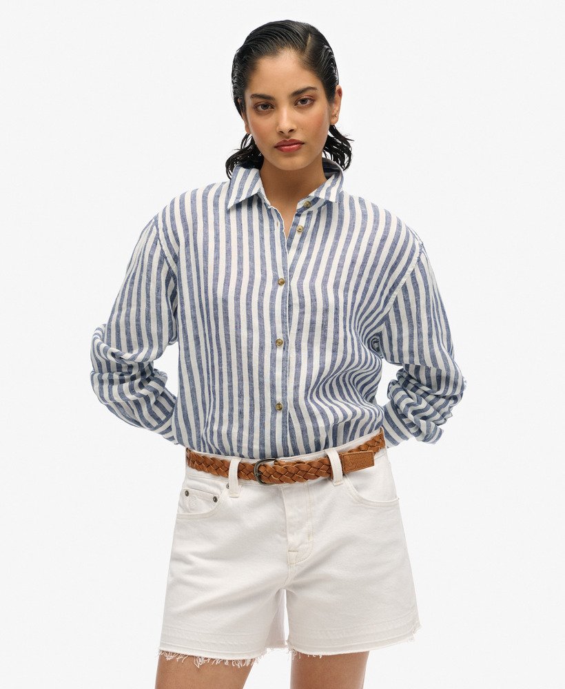 Chemise boyfriend décontractée en lin, SUPERDRY