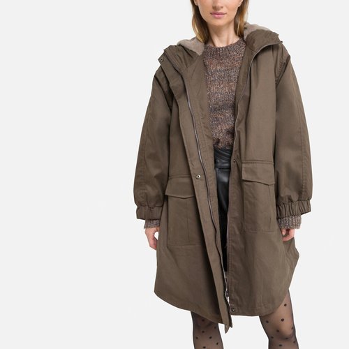 Manteau mi-long à capuche marron See U Soon | La Redoute