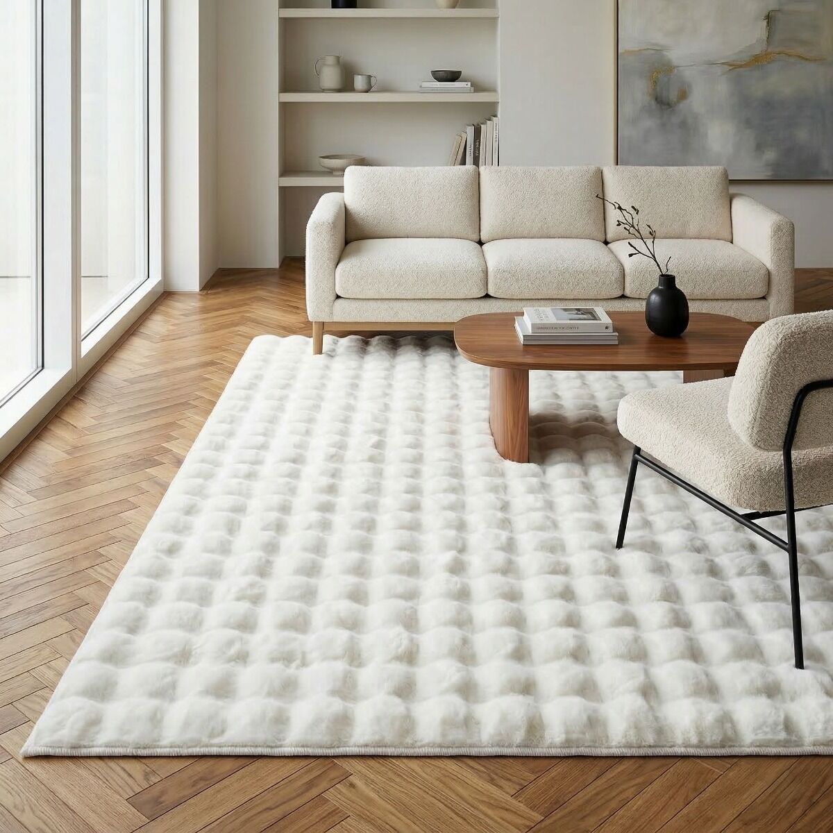 Tapis extra doux effet poudreuse relief BUBBLE - Design moelleux et moderne, THE DECO FACTORY