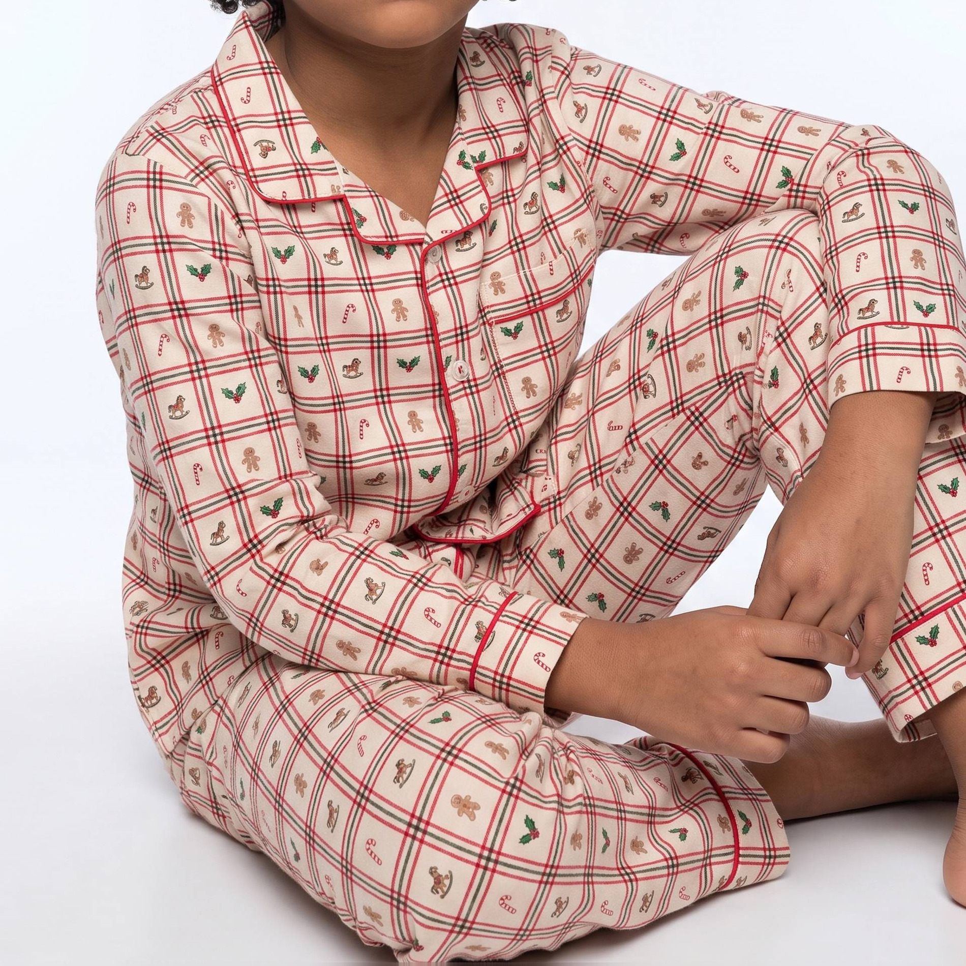 Pyjama chemise manches longues à imprimé en coton BIO GOTS, MONOPRIX