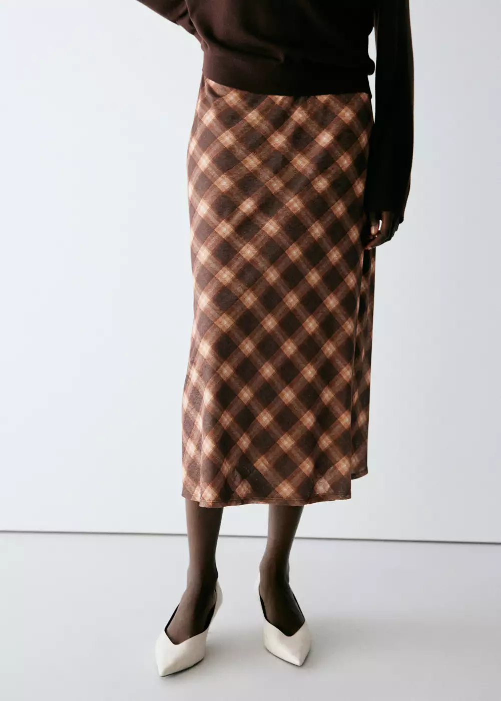 Jupe midi carreaux, MANGO