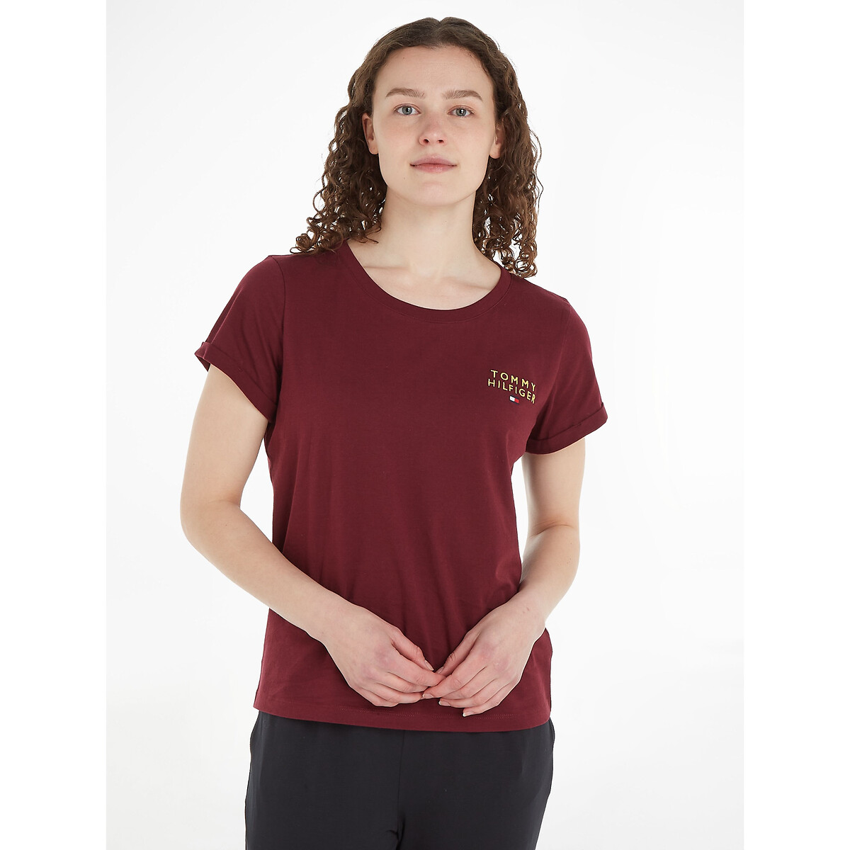 Original pyjama t-shirt with short sleeves, burgundy, Tommy Hilfiger | La  Redoute