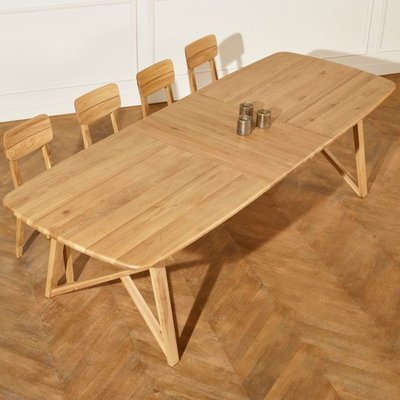 LUCETTE - Table à manger extensible 2 rallonges style contemporain, chêne massif,  10/12 couverts ROBIN DES BOIS
