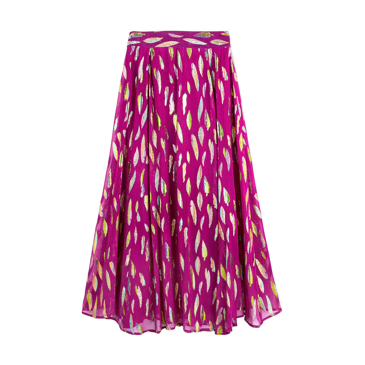 Jupe Longue à Paillettes Florales Putumayo - Taille S, Couleur Fuchsia Multicolore, Occasion Très Bon état