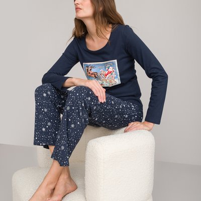 Pijama de punto de algodón puro, motivo navideño LA REDOUTE COLLECTIONS